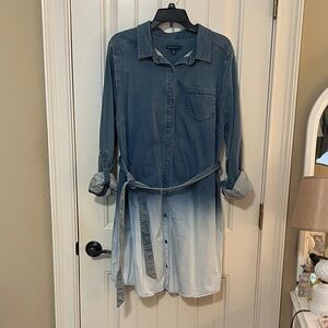 Isaac Mizrahi ombré denim shirt dress sz 16